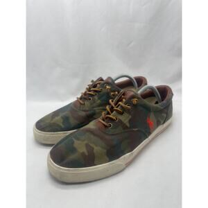 Mens Polo Ralph Lauren Vaughn Canvas Sneakers Green Camo Red Pony Size 12‎ D